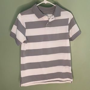 Gray and white collard shirt